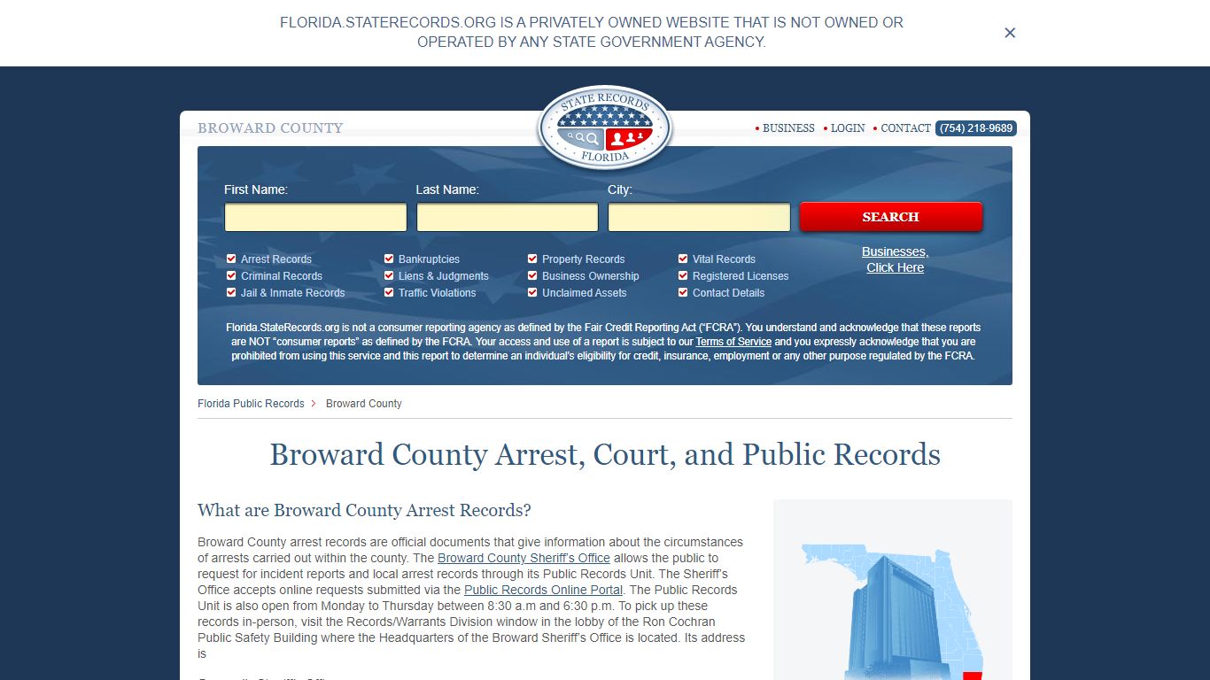 Broward County Arrest, Court, and Public Records